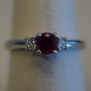 Platinum Genuine Ruby & Diamond Ring